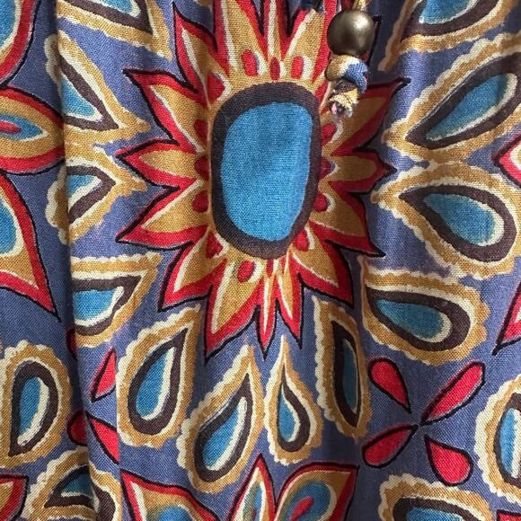 ANGIE Blossom Bell Sleeves Boho Floral Laced Up Women’s Mini Dress Size Small - Picture 7 of 7